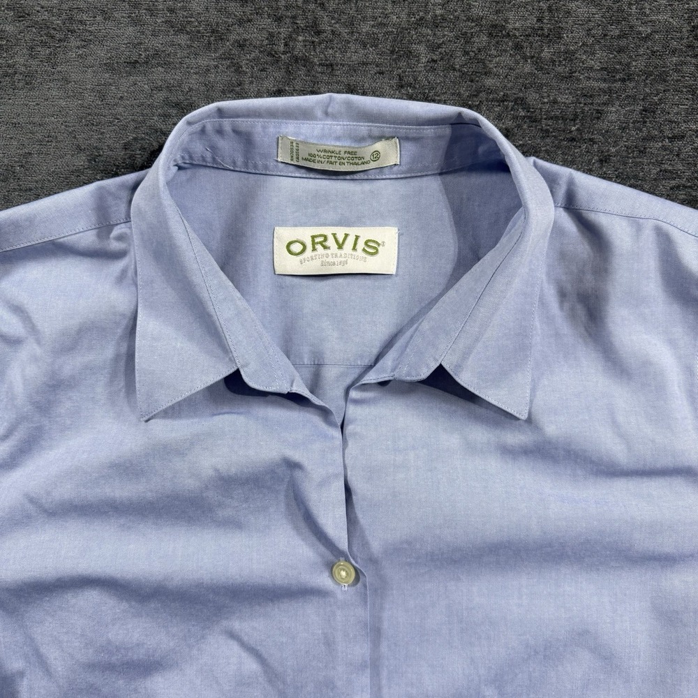 Orvis‎ Womens Wrinkle Free Button Down Shirt Blue 3/4 Sleeve Size 12 100% Cotton - Picture 8 of 11